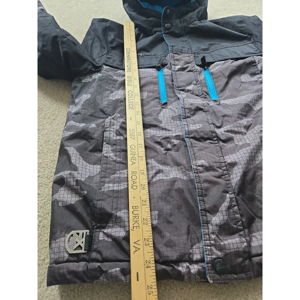 Gorpcore ZeroXposur Boys M 10 Black Camo Insulated Hooded Boarding Winter Jacket